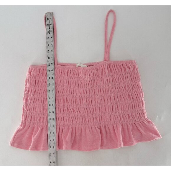 H&M Women’s Smocked Cream Terry Camisole Tube Cropped‎ Top Size L Beach Vacation - Picture 10 of 11